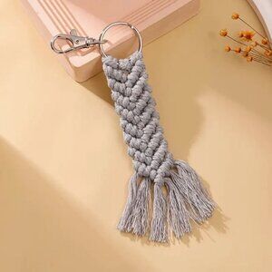 Macrame Bohemian Key Chain Keychain Tag Bag Charm Boho Gray